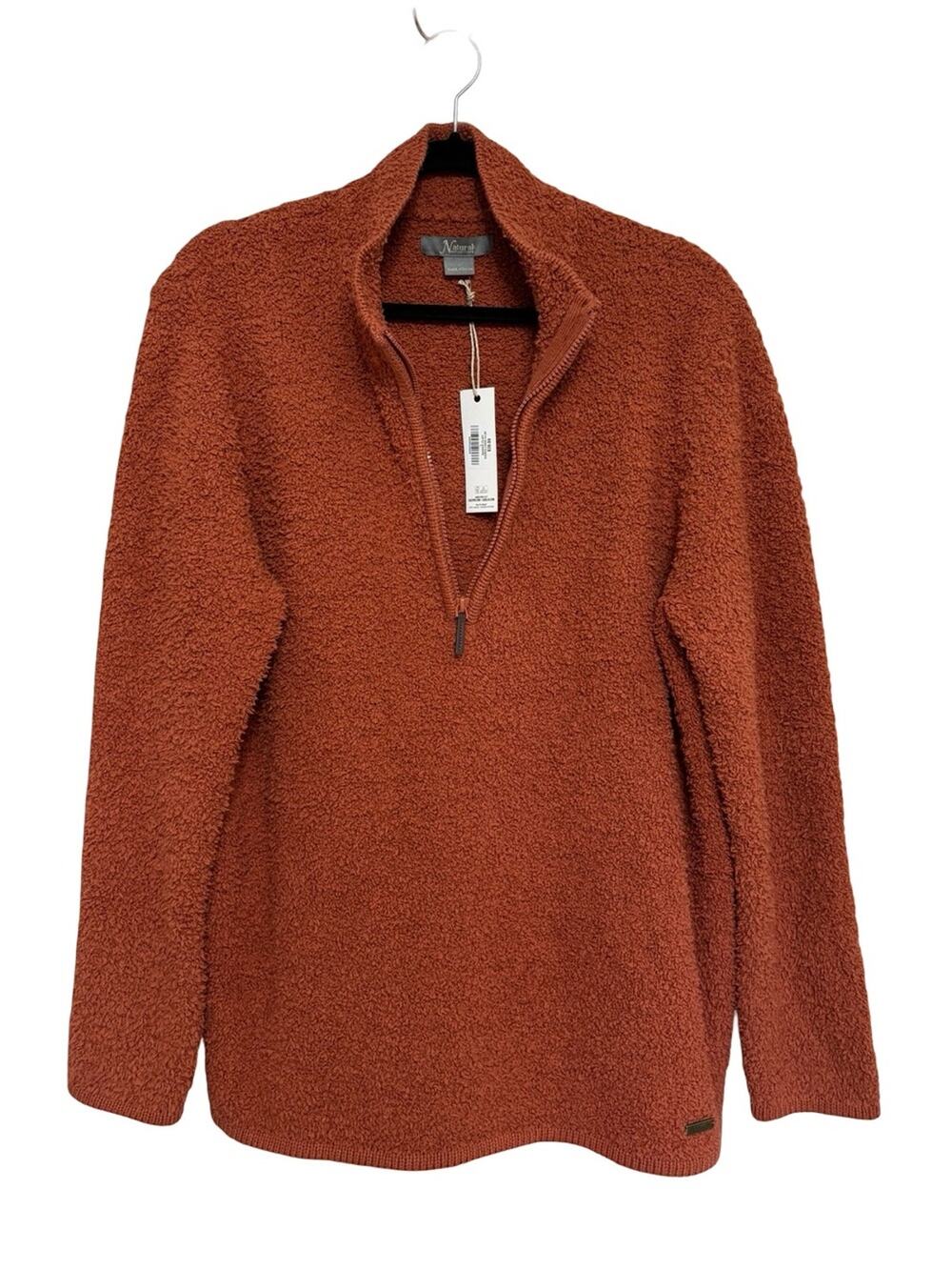 NEW Natural Reflections Cozy Sherpa Cabin 1/4 Zip in Baked Clay - Size L